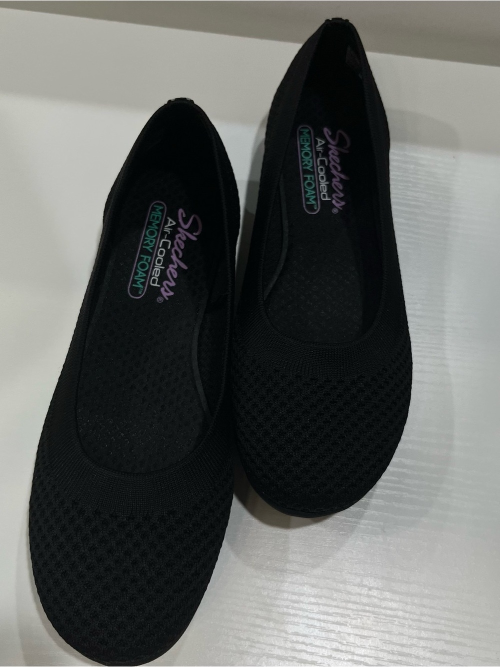 Skechers Black Knit Slip-On Ballet Flats